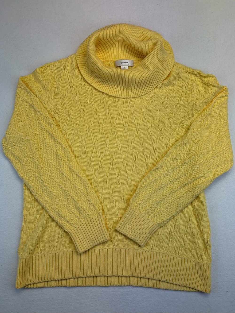 Christopher Banks Womens Medium Long Sleeve Turtleneck Yellow Sweater Classic X